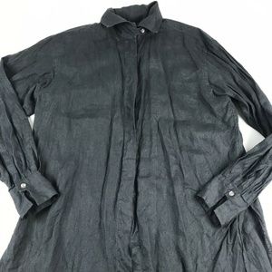 Jill McGowan Black Linen Button Long Sleeve Tunic